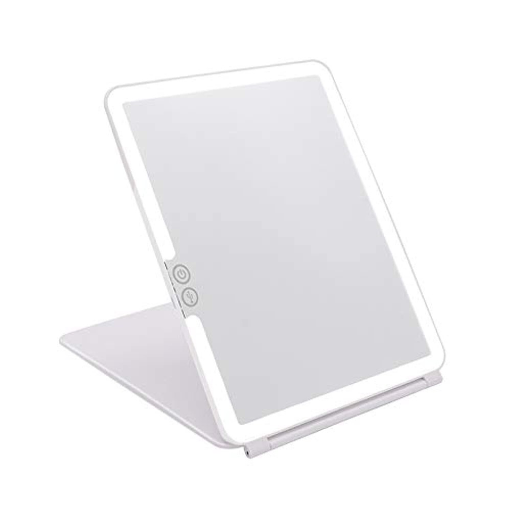 deweisn Folding Lighted Makeup Mirror with 72 LEDs 3 Colors Light Modes USB R...