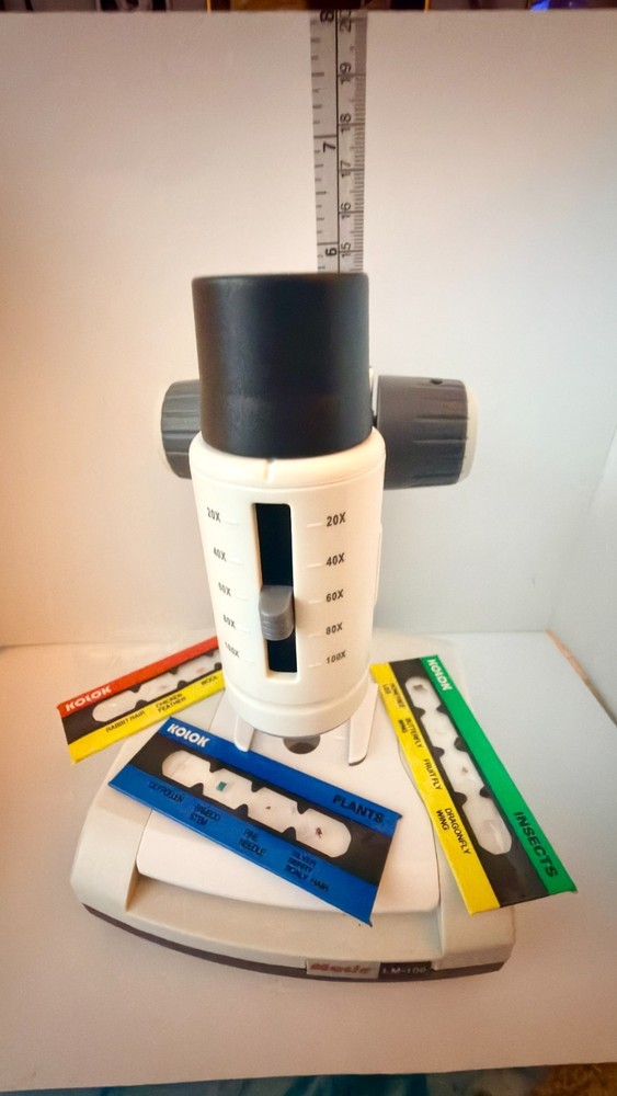 Motic LM-100 Microscope Kit WORKING w Case Sample Slides Tools Student Lab Set
