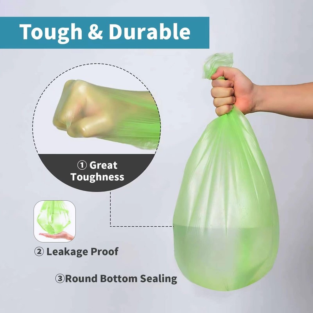 Small Trash Bag - 1.2 Gallon Drawstring Biodegradable Garbage Bags Green