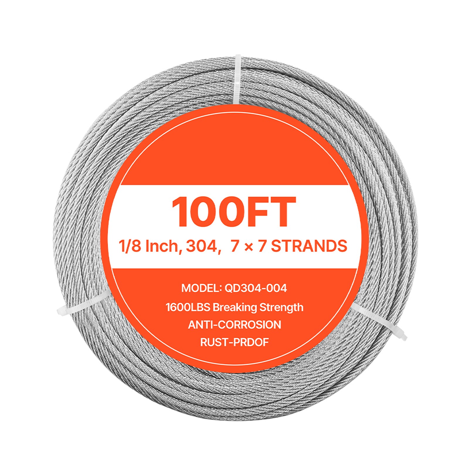Uimoso 304 Stainless Steel 1/8 in 7x7 Wire Rope, 100 ft for Cable Railing