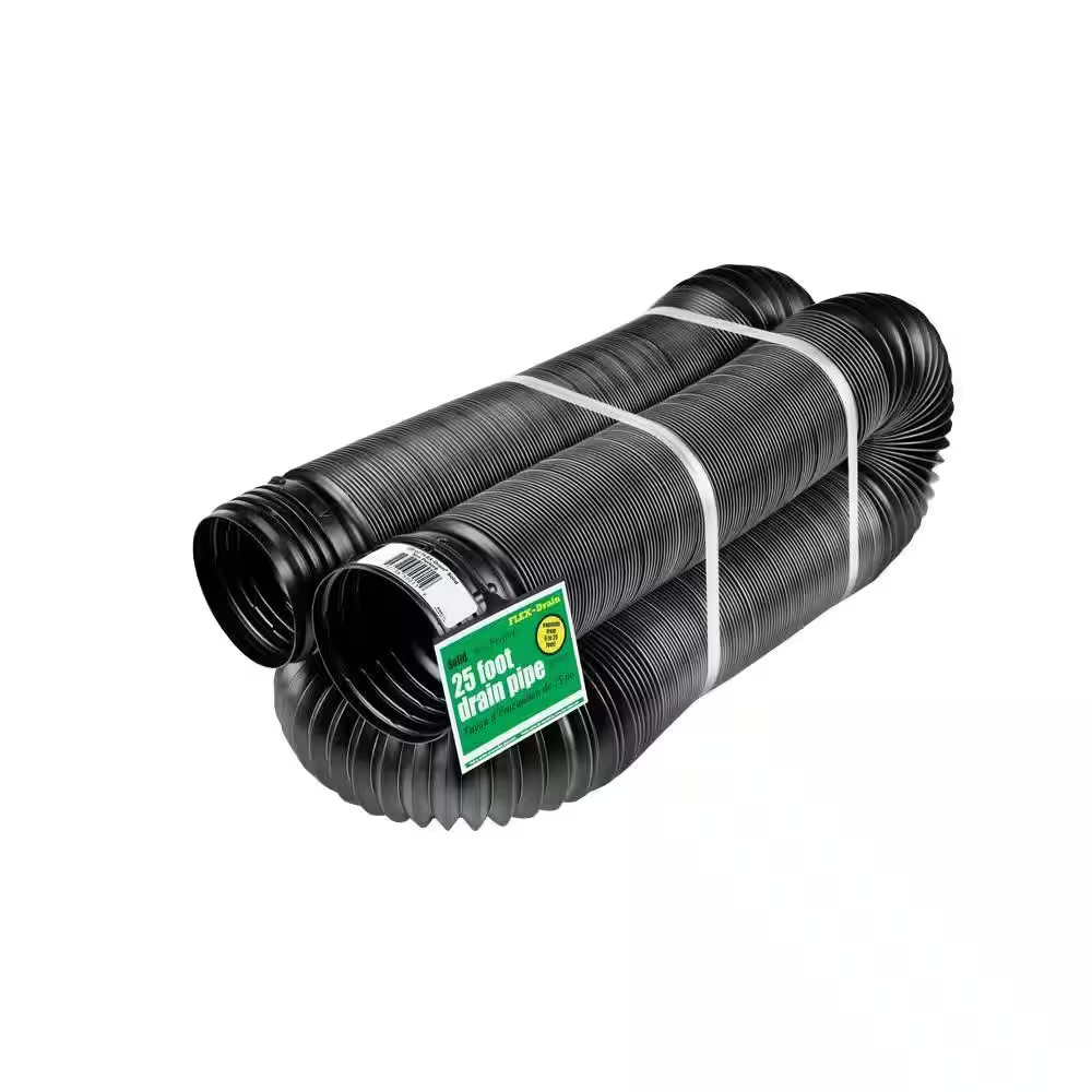 FLEX Drain 4 In. X 25 Ft. Black Copolymer Solid Drain Pipe