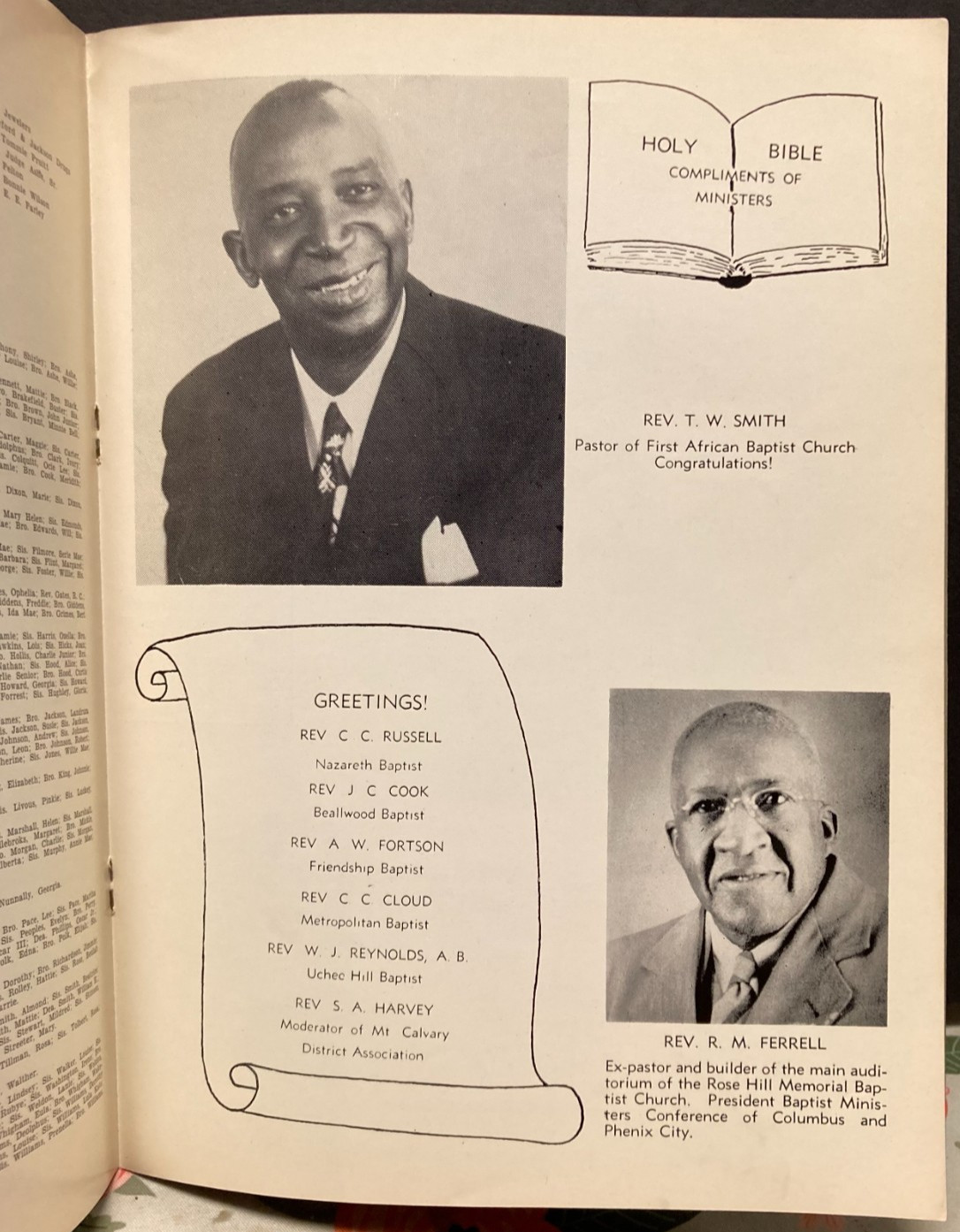 Columbus, Georgia~Vintage Historic African American Baptist Church~1953 Program