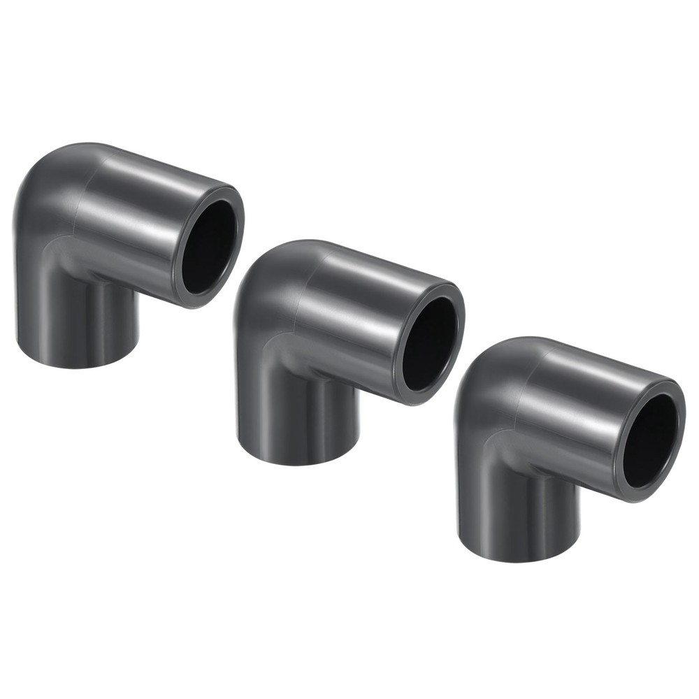 UPVC Elbow Fitting Pipe Program 80 1/2", 3pcs 90 Degree Connector, Grey
