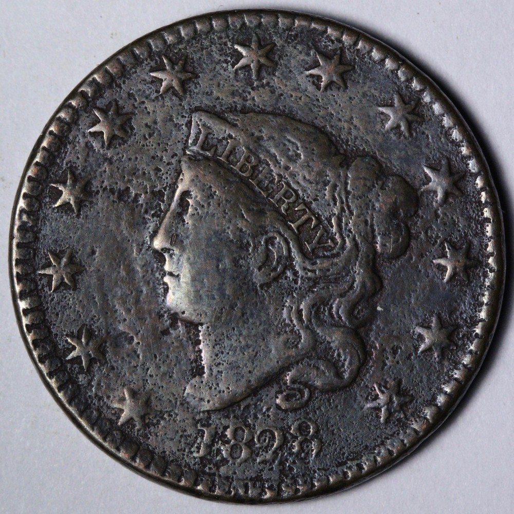 1828 Coronet Head Large Cent VG E106 ADST