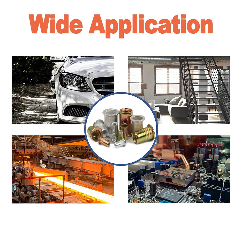 1450PCs Metric Rivets Kit Rivnut Tool Flat Head Threaded Insert Nut Knurled Body