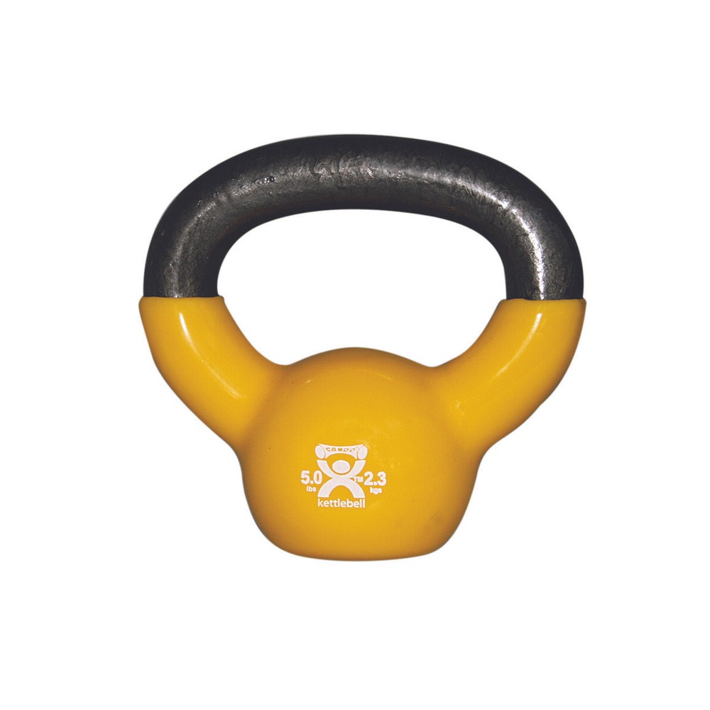 Cando Vinyl-Coated Kettlebell - Yellow - 5 lb - Workout & Strength Training