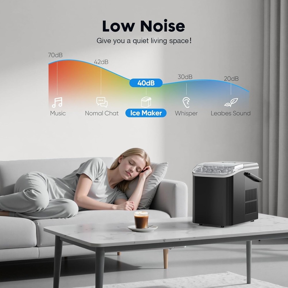 HEYNEMO Clear Ice Maker – Compact Countertop Ice Machine with 1.6" Square Ice...