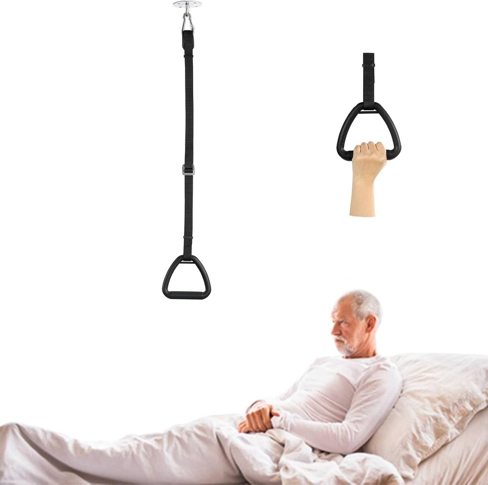 Bed Trapeze for Elderly-Ceiling Mounted Mobility Black