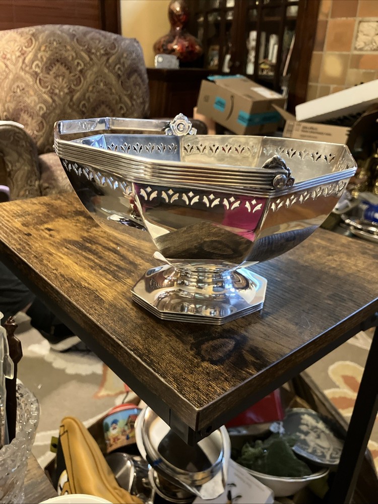 Gorham Decorative Basket w/ Handle Silver Plate #5600, 8”x6.5”x4.5”