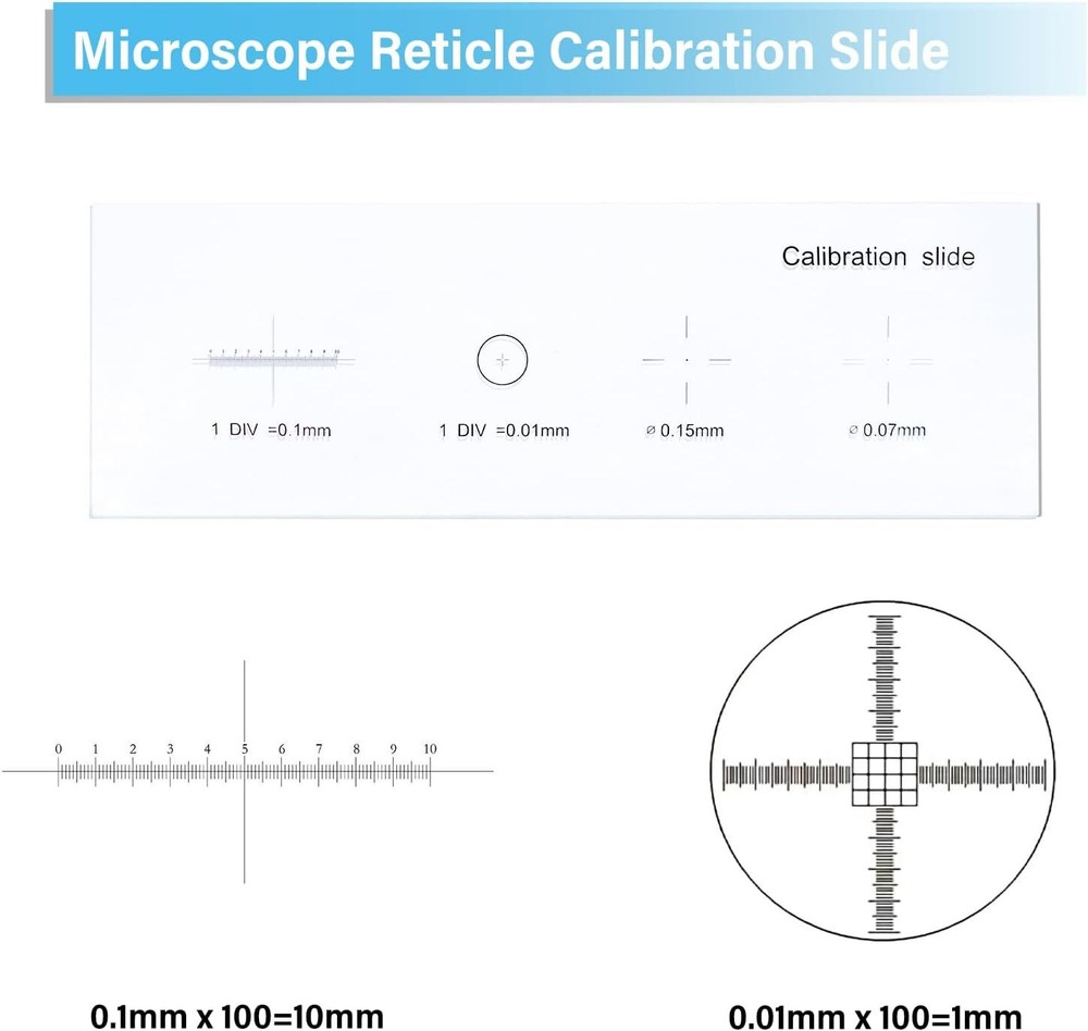 New 0.01mm Microscope Reticle Calibration Slide Multifunctional for School Lab