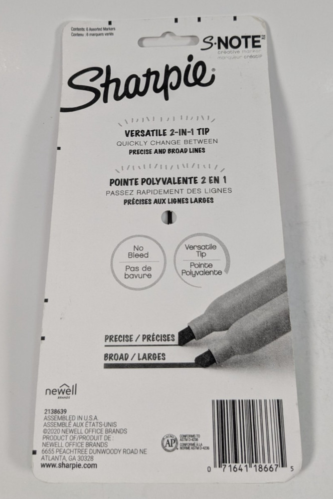 Sharpie S-Note Creative Marker 3 Packs 6 Ct Pastel Colors 2-in-1 Chisel Tip