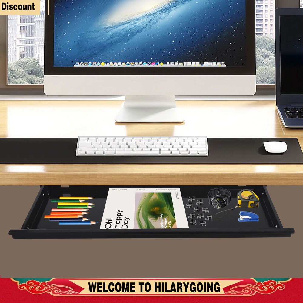 Slide Out Under Desk Keyboard Tray Pull Out Keyboard Drawer Shelf Space Saver