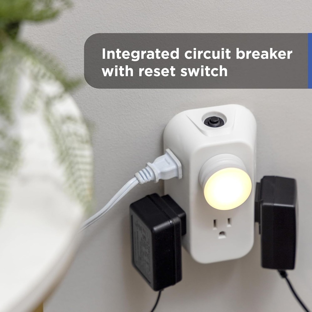 Space-Saving 6-Outlets Power Strip with Reset Button - Listed White Adapter