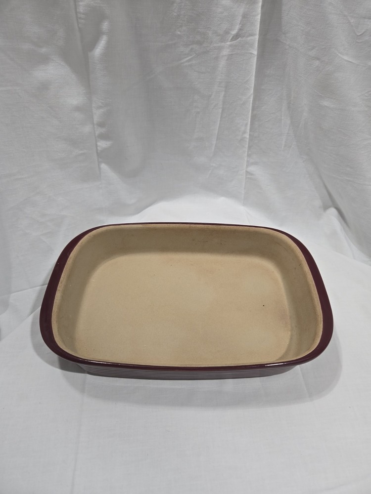 Pampered Chef Stoneware Rectangular Baker Dish 9 x 13 Cranberry Red Made in USA