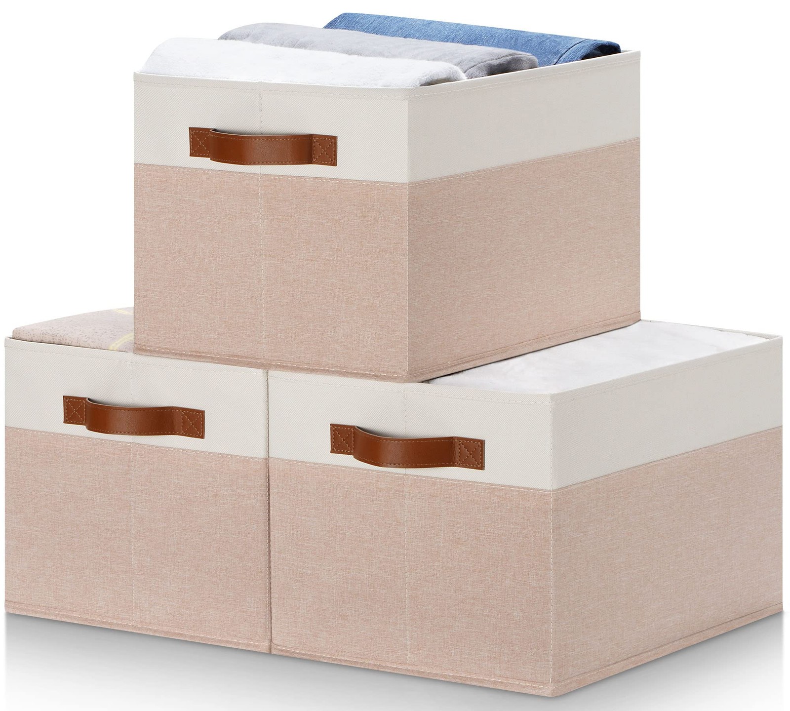 PFFVRP Large Fabric Storage Bins, Foldable Fabric Storage Baskets for Shelves...