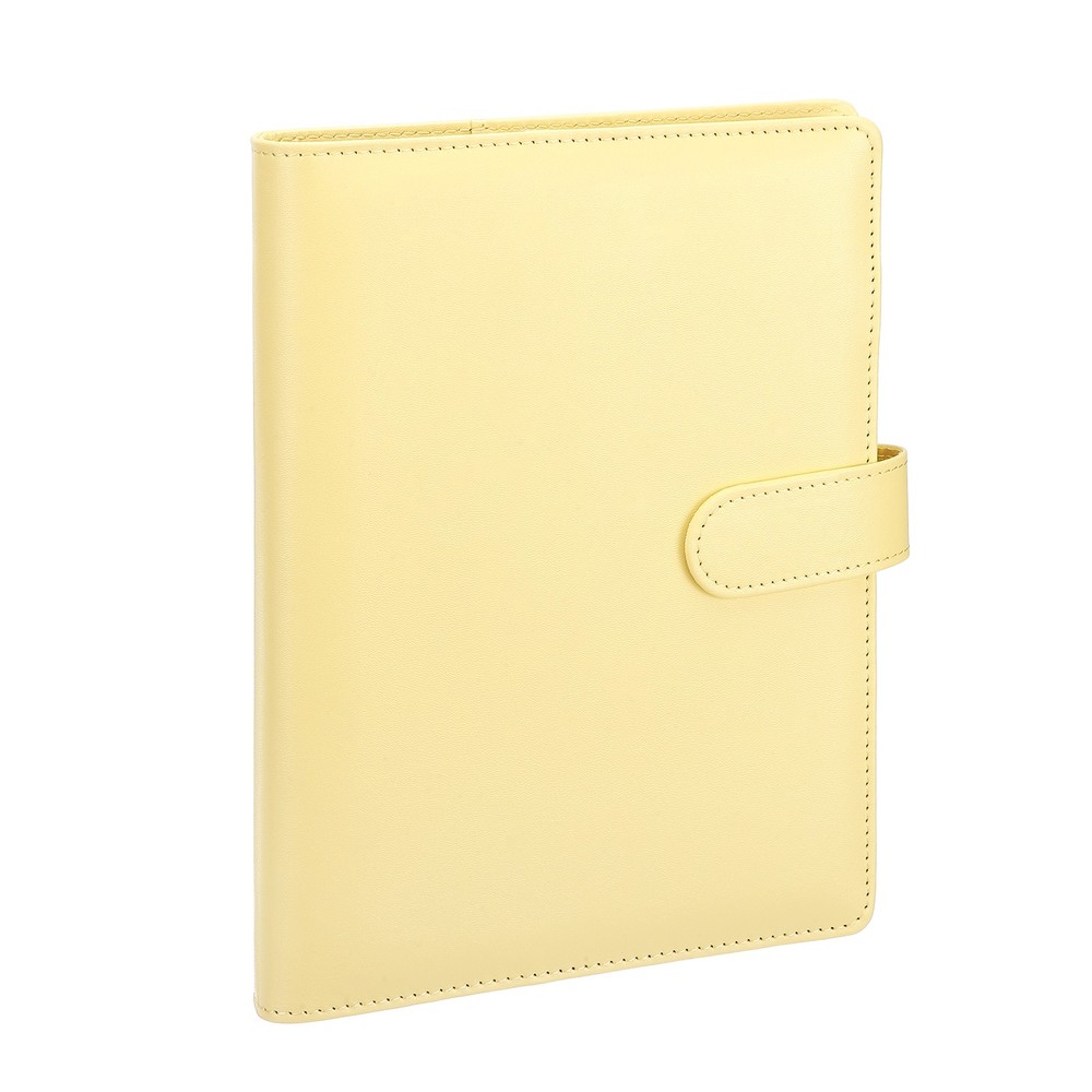 A5 PU Leather Binder Protector, 6 Ring Loose Leaf Notebook Shell, Yellow