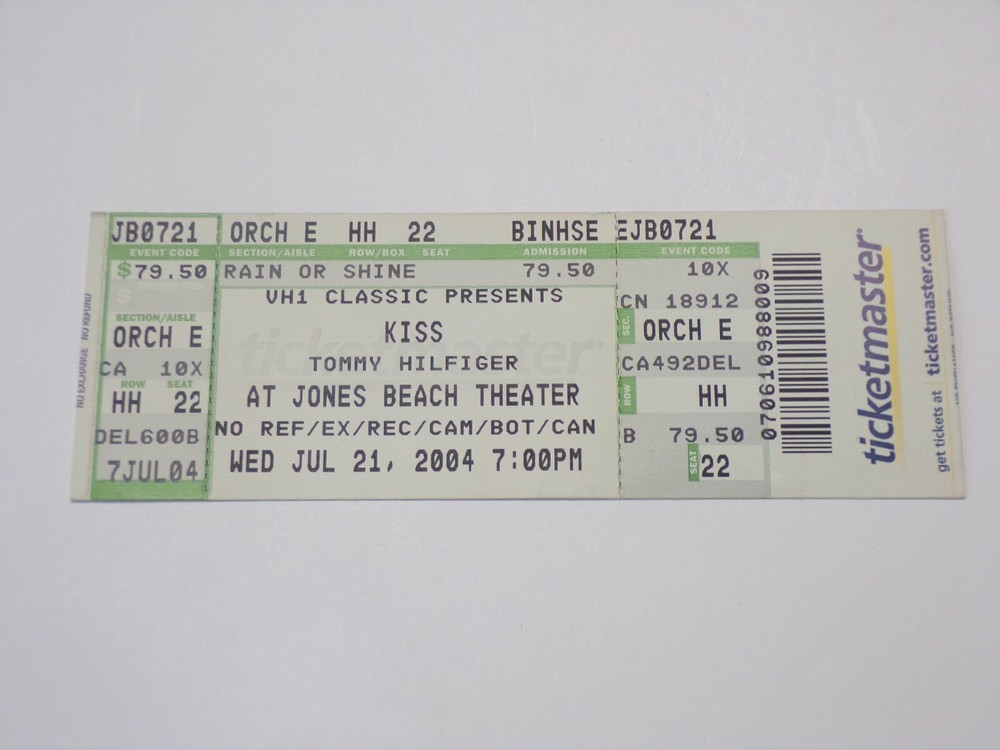 KISS Full Ticket Stub July 2004 Rock The Nation Concert Tour Jones Beach NY