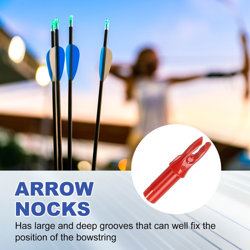 30 Pack Archery Arrows Nocks 6.2mm Plastic Insert Arrow Nock Red