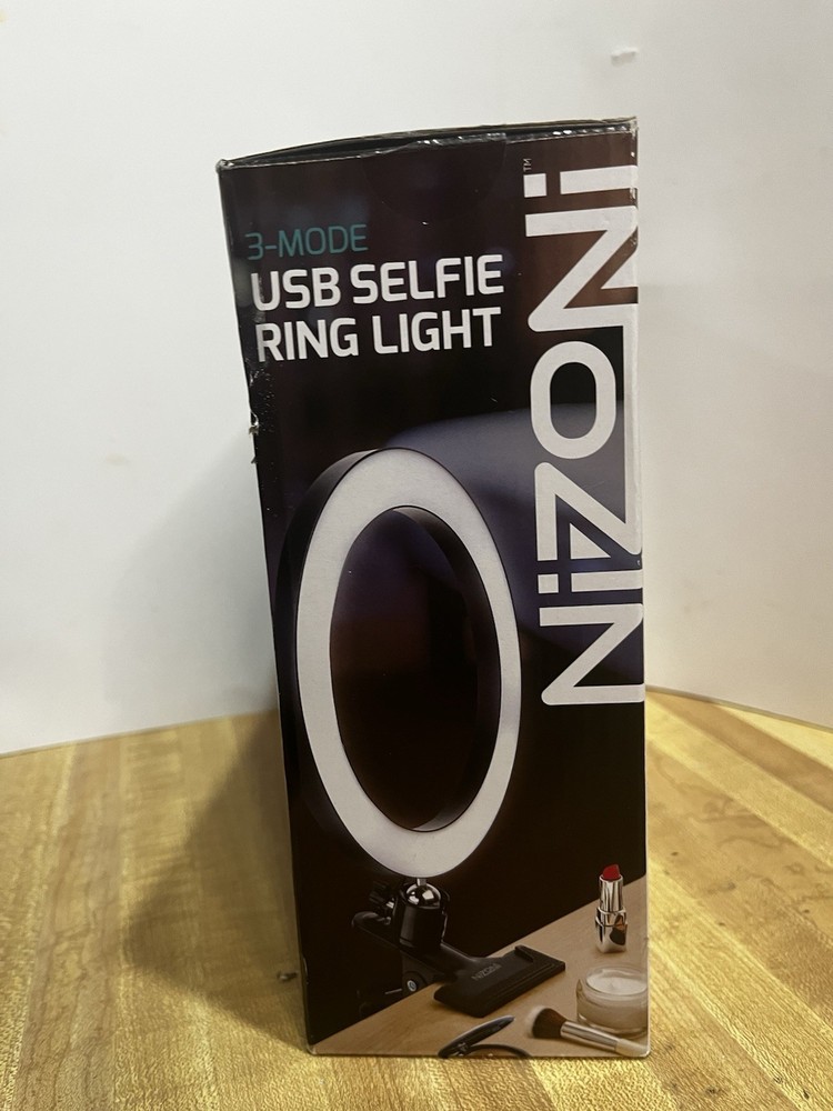Nizoni 3-Mode USB LED Selfie Ring Light, Clamp Mount, Wired Controller, 104 LEDs