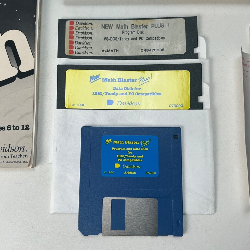 Math Blaster Plus Vintage Computer Software by Davidson for IBM/Tandy Campatible