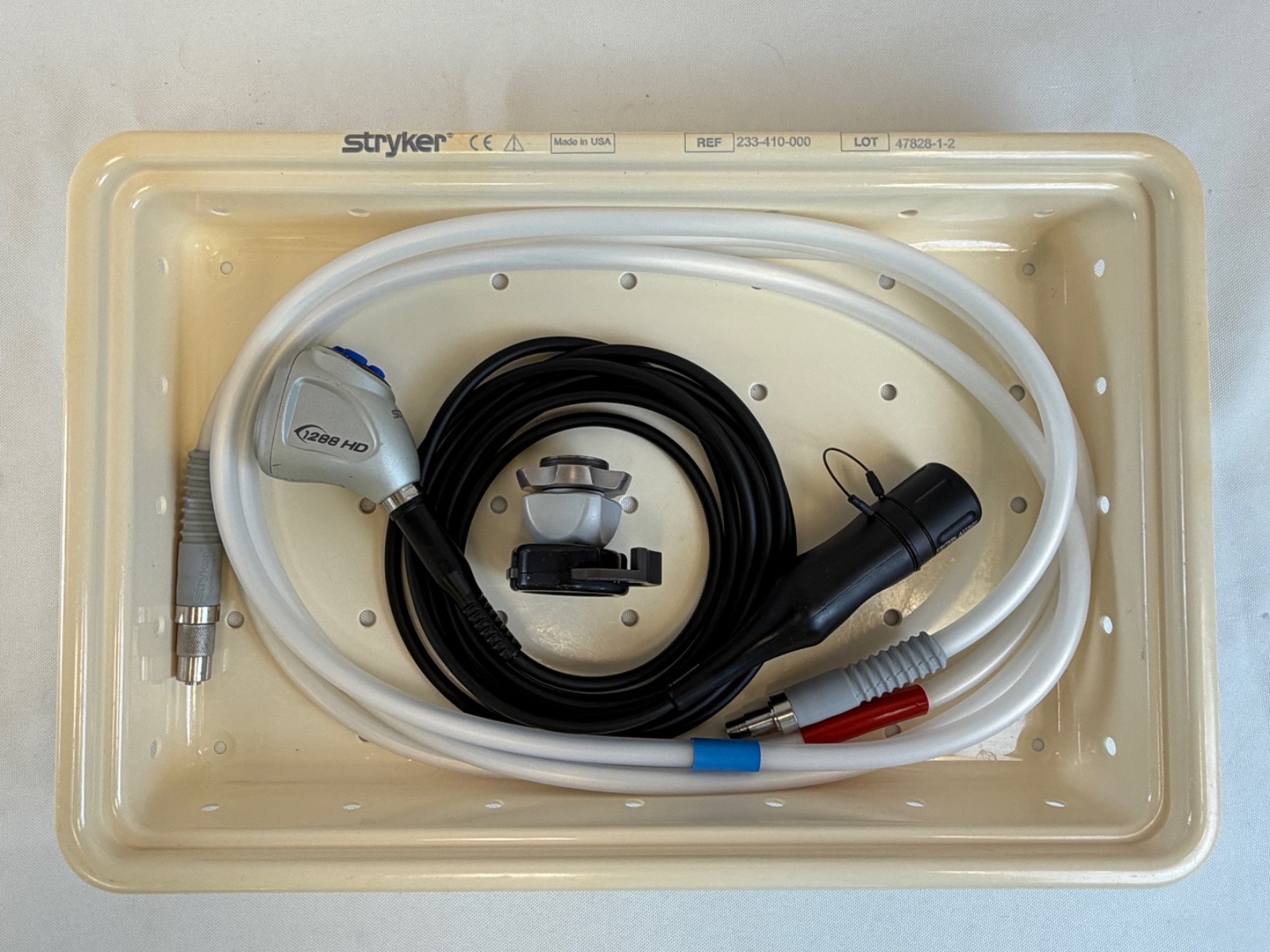 Stryker 1288 HD Camera Head & Coupler w/ Clear Light Cable & Sterilization Case
