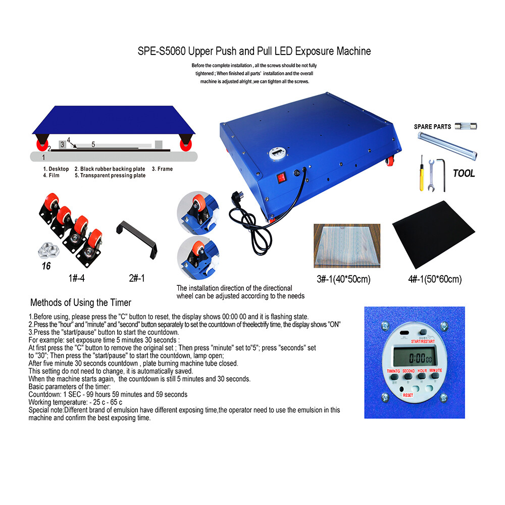 TECHTONGDA 110V Screen Printing Upper Push and Pull LED Movavle Exposure Unit