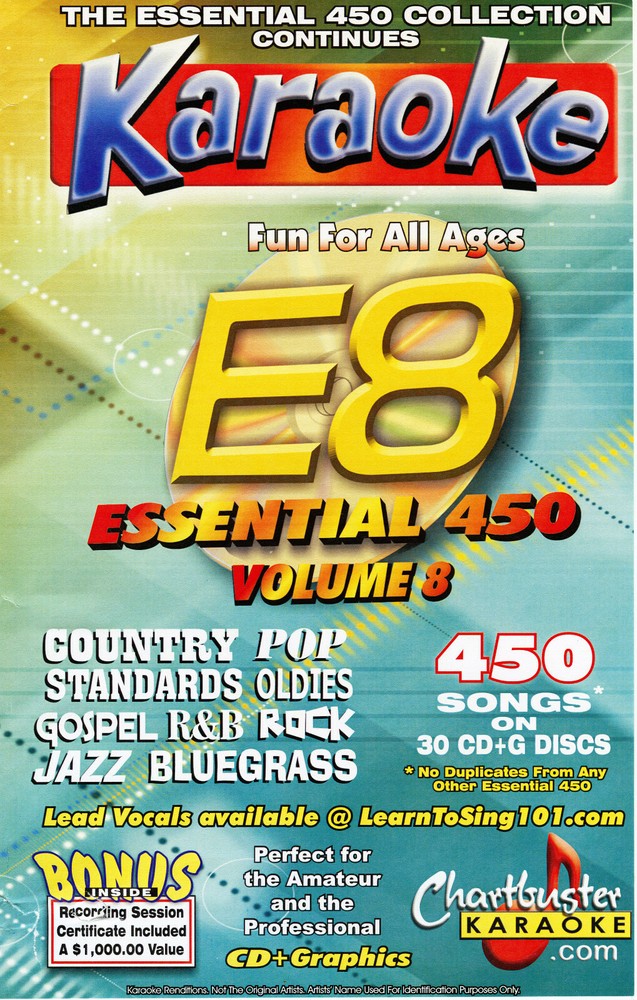 Chartbuster Karaoke Essentials - E-7 & E-8 & E-9 & E-10 SETS CD+G 115 Disc SET