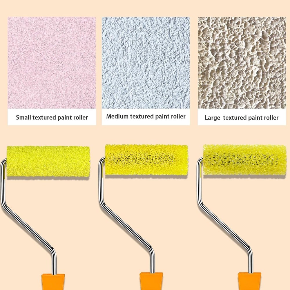 Paint Roller Kit 12 Pcs Textured Covers with 2 Frames 4 Inch Foam Set