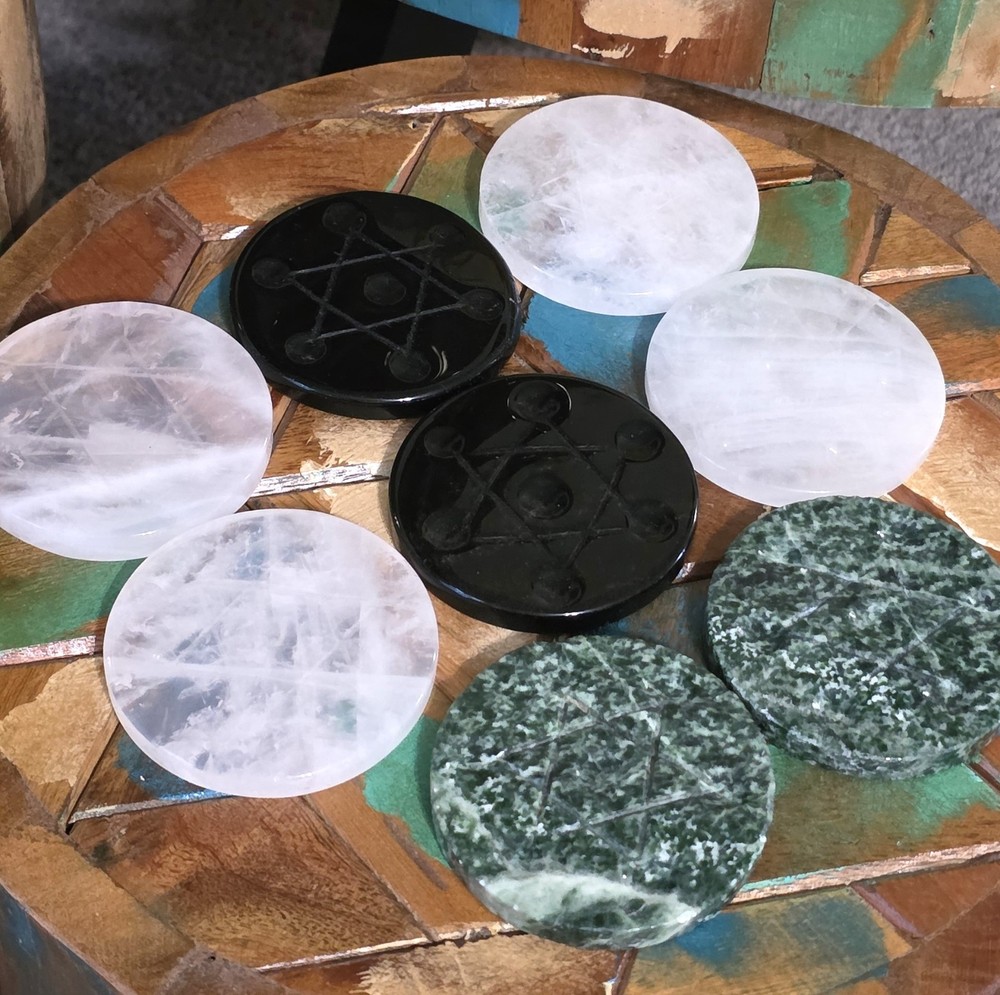 Rose Quartz Hexagram Mini Sphere Holder Set with Mixed Mini Spheres