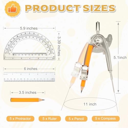 Pieces Geometry Math Set Compass for Geometry Math Compass and Protractor 20