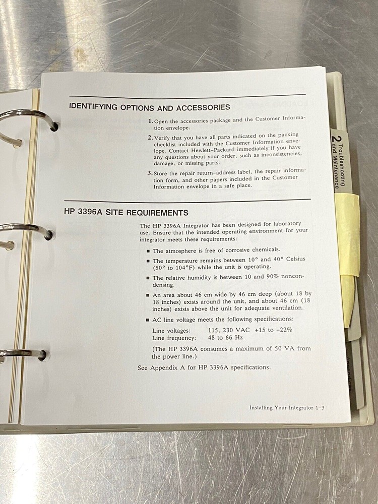 Hewlett Packard HP 3396A Integrator - Users Guide / Instruction Manual