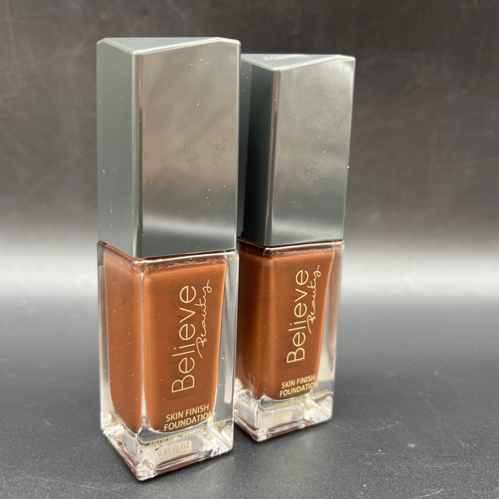 (2) Believe Beauty Skin Finish Foundation MOCHA, 0.85oz Medium to Full Coverage