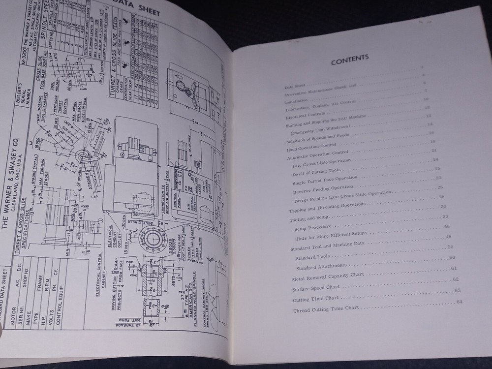 Warney & Swasey 2-AC Operating Instructions Single Spindle Automatic Manual Book