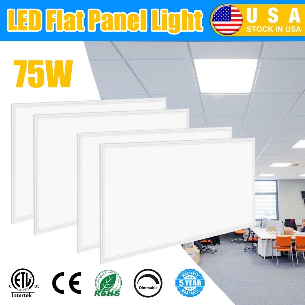 4PACK 2X4 FT LED Flat Panel Light 75 Watts 5000K Daylight Dimmable Drop Lighting