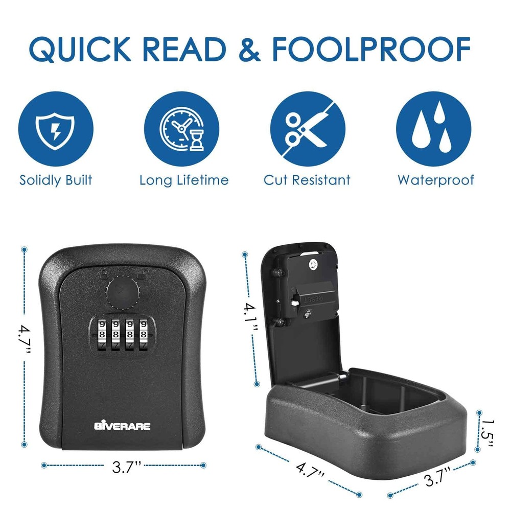 2 PACK Key Lock Box Wall Mount 4 Digits Combination Lockbox Outside Waterproo...