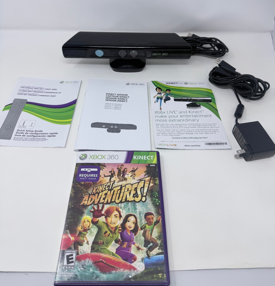 Microsoft Kinect Sensor Xbox 360 & Kinect Adventures- TESTED & WORKS