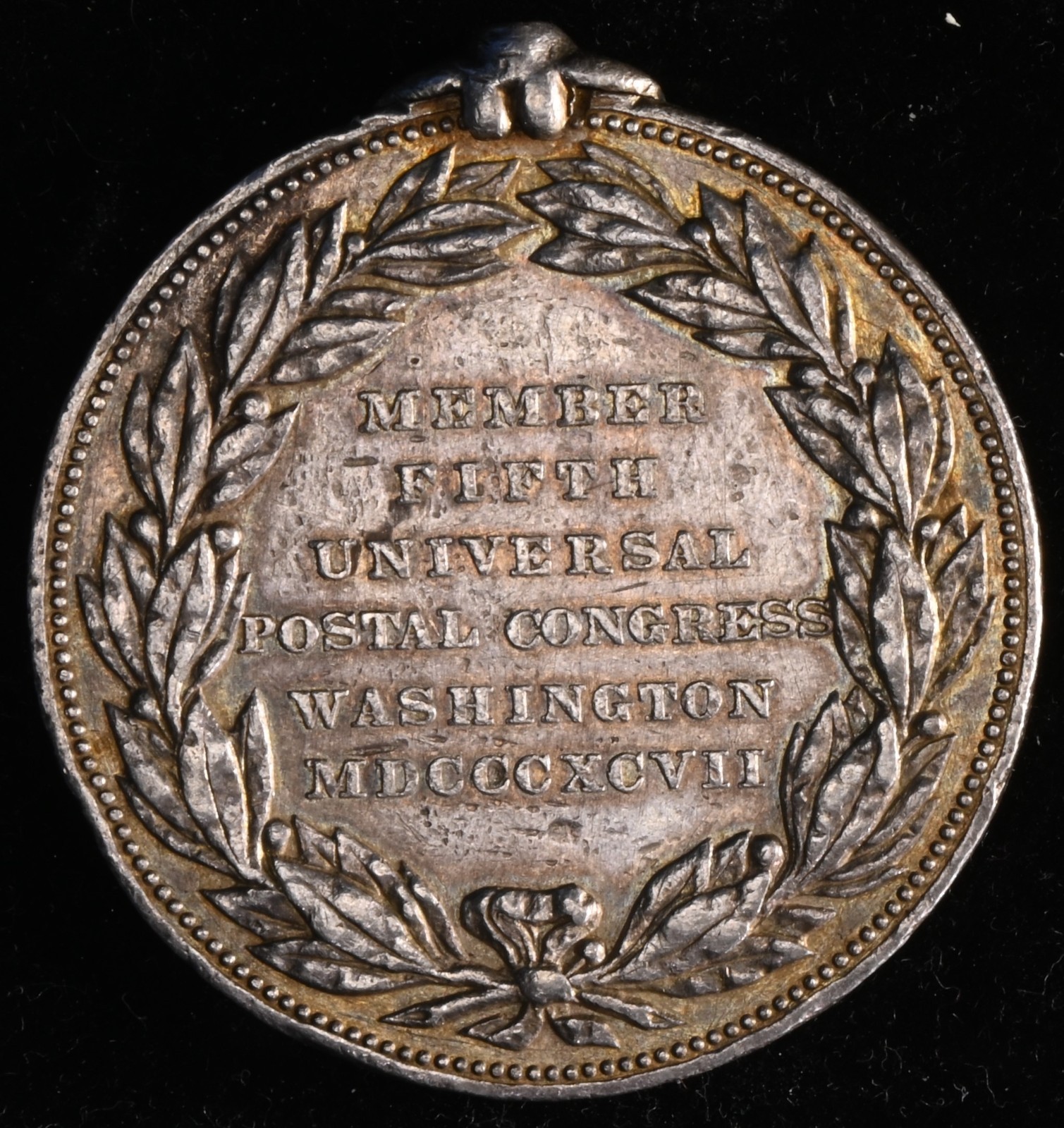 United States Washington 1897 Fifth Universal Postage Congress silver Medal.