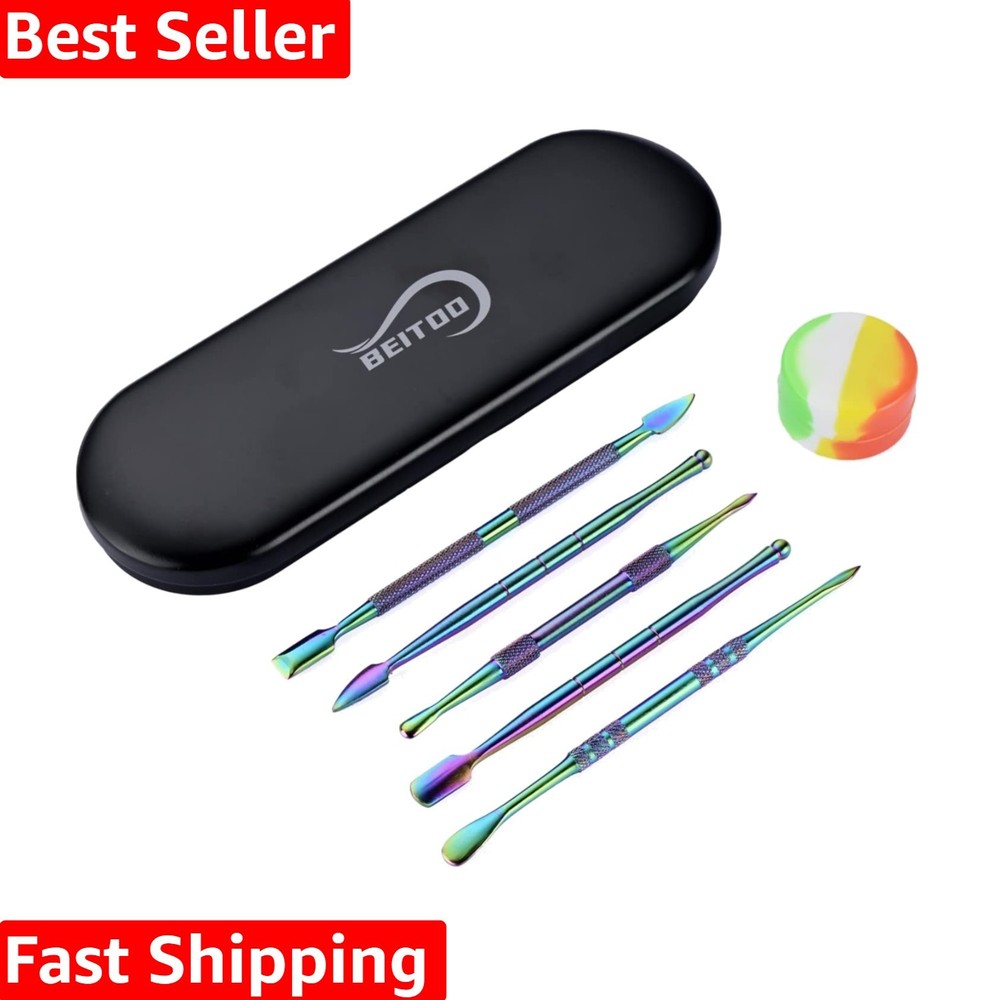 6-Piece  Wax Carving Tool Set - Double-Sided Tools & Silicone Storage Jar