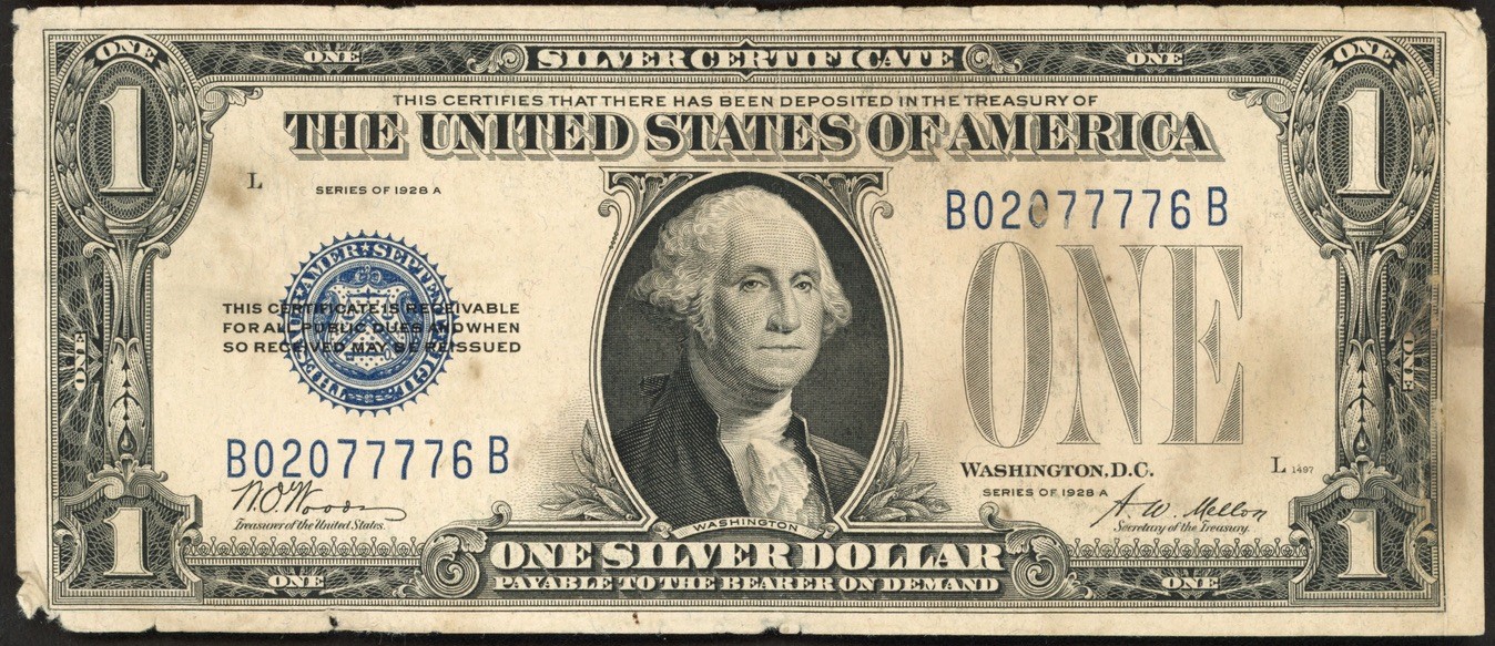 1928 A $1 One Dollar FUNNYBACK Silver Certificate Note Fr#1601