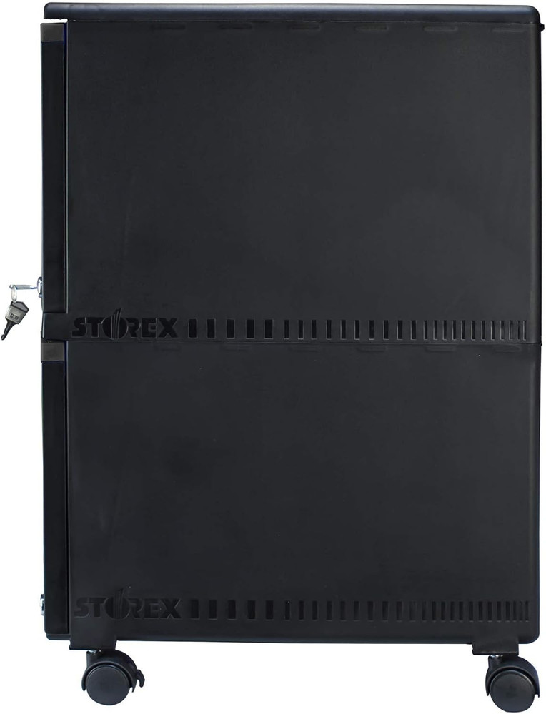 Plastic Two-Drawer Mobile Pedestal File Cabinet – Locking Document Organizer wit