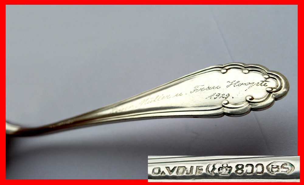 Pair, 2 Large Solid Tablespoons, O. Vojf, around 1929 E408