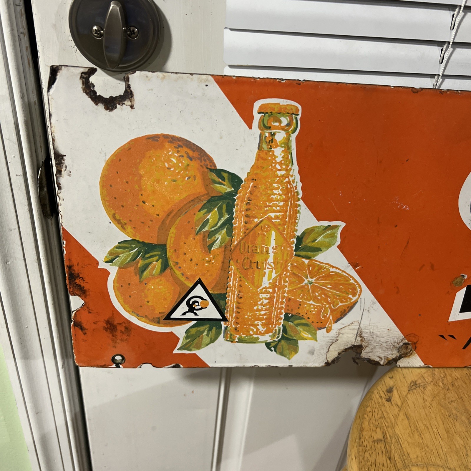 VINTAGE ORANGE CRUSH SODA PORCELAIN SIGN 30” x 10”