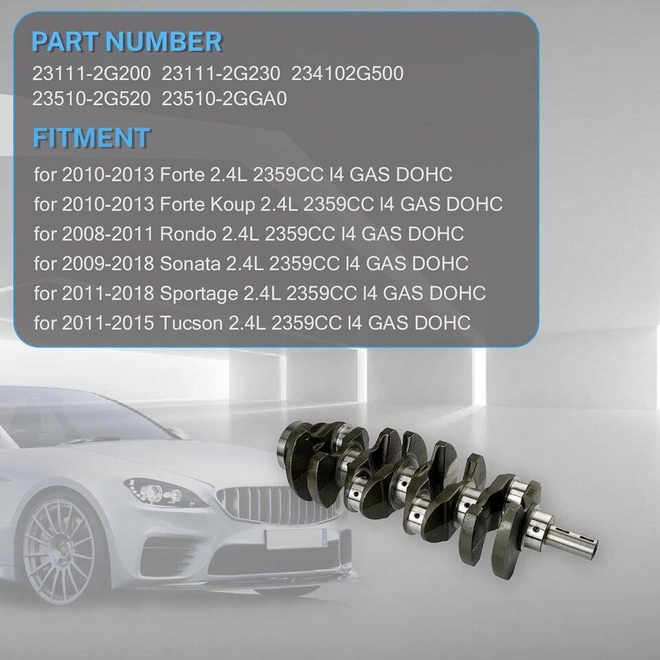 Crankshaft Rods Bearing Kit Fits For Hyundai Sonata Kia Forte Optima 2.4L DOHC
