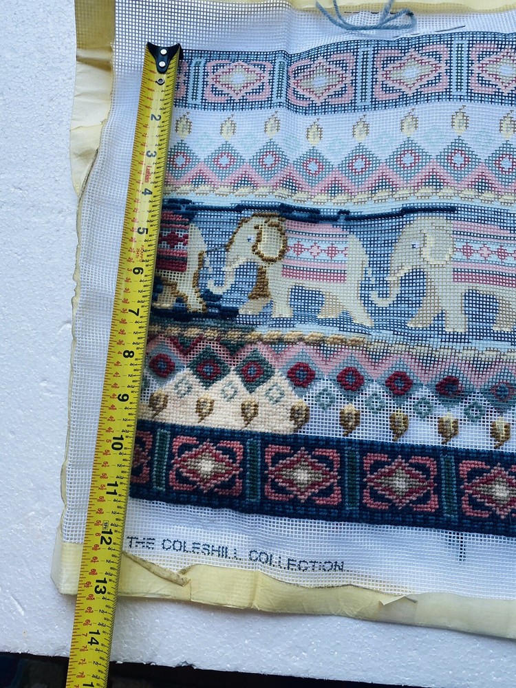 Coleshill Collection Needlepoint Kit Elephant Boho MCM Multicolor 11” By 14.5”