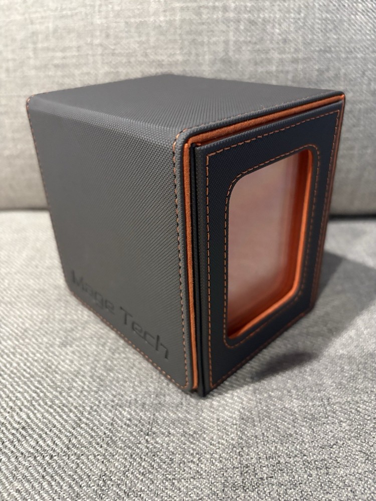 Mage Tech Card Deck Box For MTG Commander-Gray & Orange