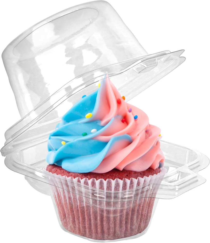 Individual Cupcake Containers, 100 Pcs Plastic Clear Cupcake Boxes, Disposable S