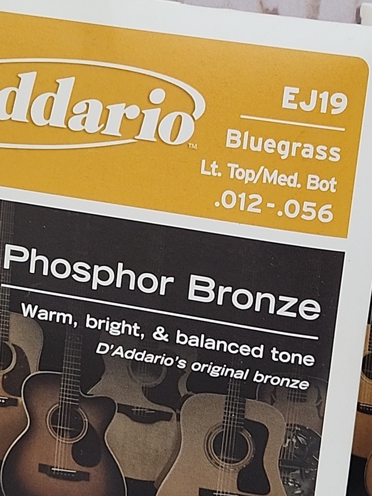 D'Addario EJ Phosphor Bronze Acoustic Guitar Strings EJ19 Bluegrass 12-56