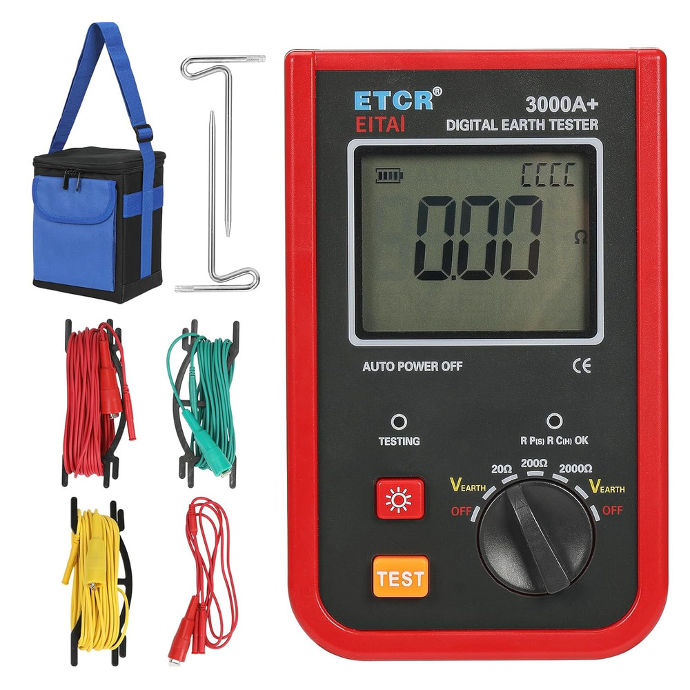 3000A+ Digital Ground Resistance Meter - Precision Earth Tester