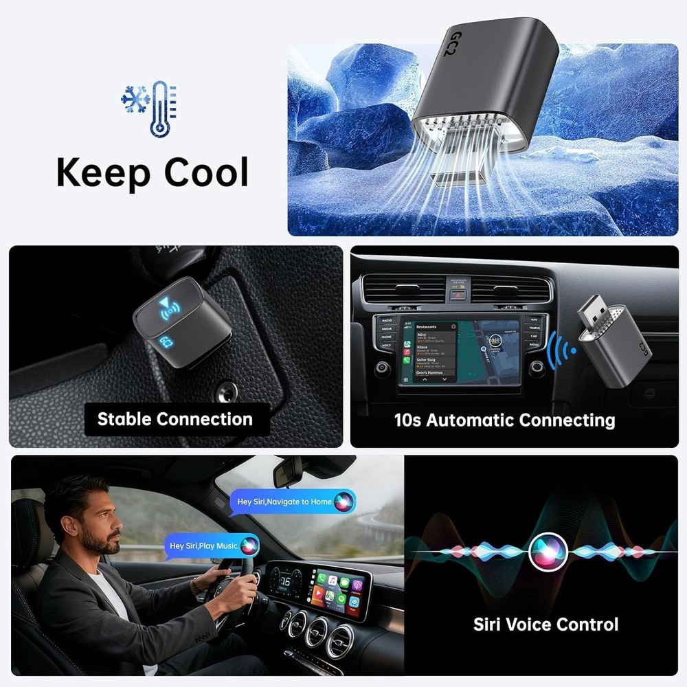 Wireless CarPlay Adapter 2026 for iPhone Convert Wired to Wireless Car Play Plug