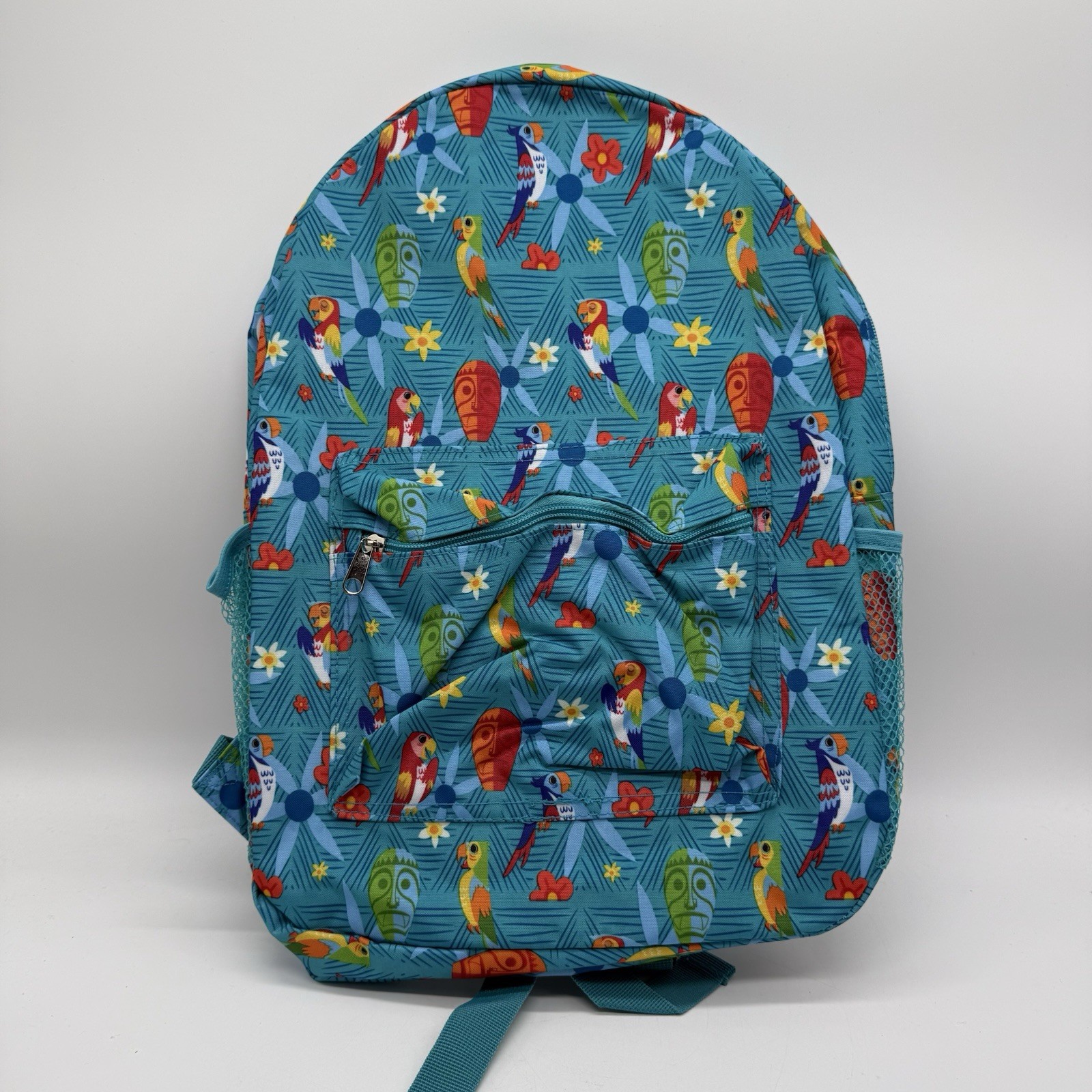NWT Disney Parks Enchanted Tiki Room 17" Backpack Parrots Blue
